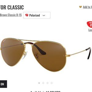 BRAND NEW RAY-BAN Aviator Classic Polarized